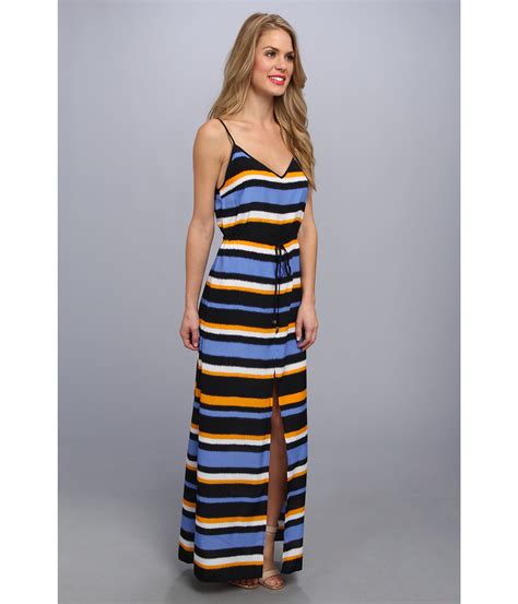 michael michael kors striped slit-front maxi dress|Michael Kors high end dresses.